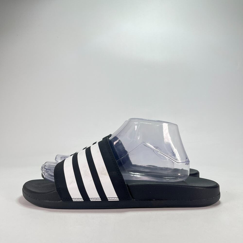 adidas Adilette Shower Black White Three Stripes Slides Sandals JS4313 Mens Sz 8 - Picture 3 of 8